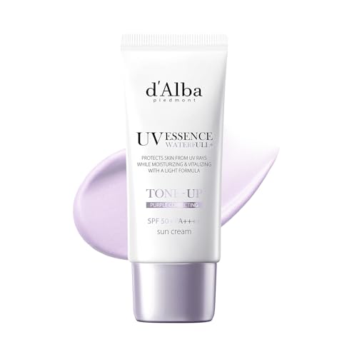 【d'Alba公式】トーンアップ UVエッセンス サンクリーム - SPF50+/PA++++ 化粧下地 日焼け止め 美容液 汗と水に強い ウォータープルーフ イージーウォッシャブル 一度に落とせる ファンデフリー 紫外線 敏感肌 乾燥肌 低刺激 顔 全身用 ヴィーガン (パープル 35ml) 1枚目 画像
