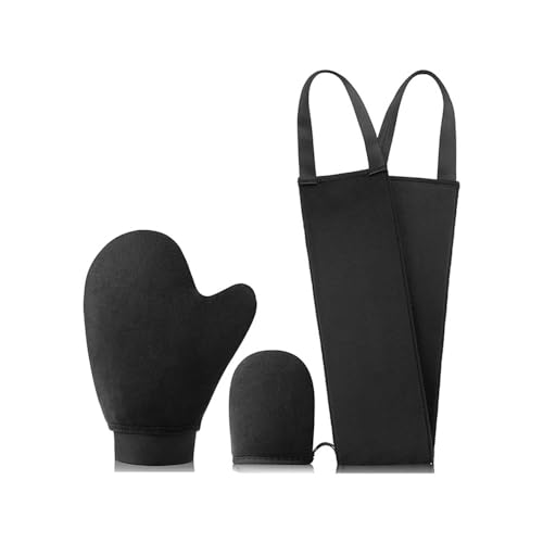 プロ仕様セルフタンニンググローブ アプリケーター ローション＆スプレー用 - ブラック (吊り下げ式3点セット) 画像1