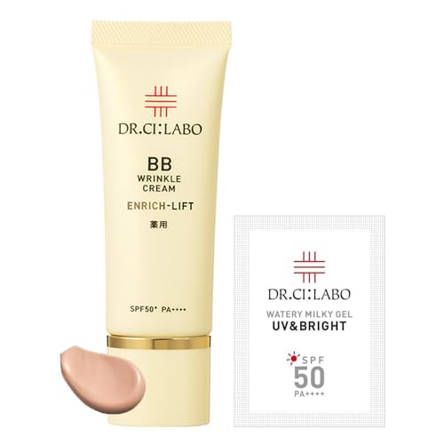 【Amazon.co.jp限定】 ドクターシーラボ (DR.CI:LABO) 薬用BBリンクルクリーム エンリッチリフト お試し付 (30g / 1本 / 約1.5～3ヶ月分) 高機能BBクリーム (SPF50+ PA++++ / ナイアシンアミド/コラーゲン配合) UV＆BRIGHTウォータリーミルキーゲル 1回分 セット 画像1