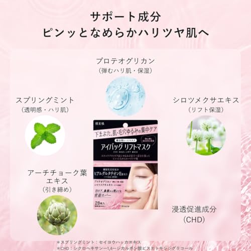 肌美精 アイバッグリフトマスク 28枚×2 セット おまけ付き | 目の下 下まぶた 目元 ゆるみ ハリ スキンケア 美容液 メンズ レディース 中間 画像