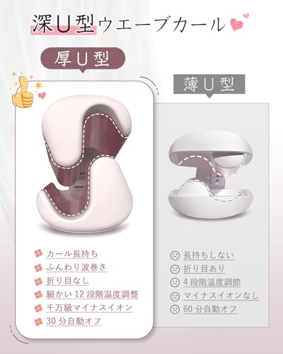 BAYATA ヘアアイロン カール ウェーブアイロン 32mm コテ 挟むだけ カールアイロン 100℃~210℃ 12段階温度調整 千万級マイナスイオン 韓国風ヘア 波巻き やけど防止 30分自動電源オフ 初心者向けカールアイロン 海外対応 PSE認証済 日本語取扱説明書付き 中間 画像