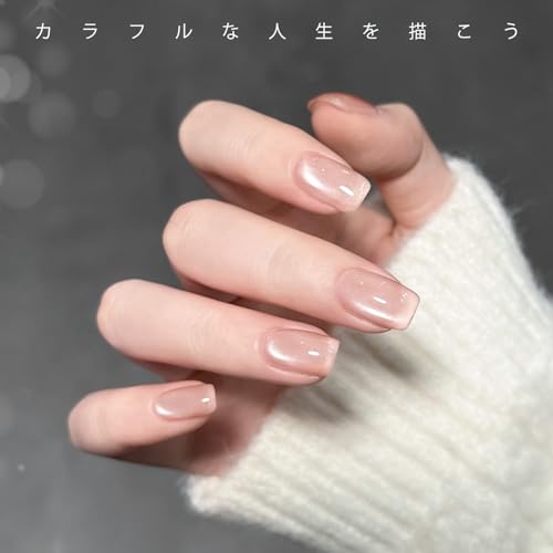 GAOY マグネットネイル 超微粒子 ヌード ジェルネイル キャッツアイジェル ガラス玉 単色*16ml 磁石付き UV・LED対応 ポリッシュタイプ ホログリッター カラージェル(2331 シャイニングヌード) 中間 画像