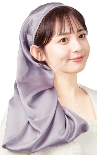 [Panus] 【天然シルク100%】シルクナイトキャップ 朝まで脱落なし ギフト シルクシルク ナイトキャップ シルクキャップ ロングヘア 枝毛 寝癖防止 保湿美髪 就寝用 産後用 誕生日 プレゼント(ロング スモーキーパープル, Free Size) 画像1