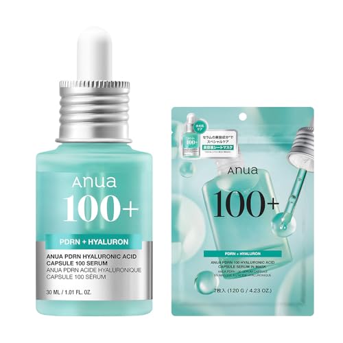 ANUA(アヌア)PDRNヒアルロン酸カプセル100セラム30ml+PDRNヒアルロン酸カプセル100セラムマスクパック(7枚入り) (美容液+マスクパック) 2STEPセット 水光肌 肌キメ ツヤ うるおい 保湿 コラーゲン フェイスマスク シートマスク pdrn hyaluron serum + maskpack インナードライ肌 混合肌 スキンケア【公式・正規品】 画像1