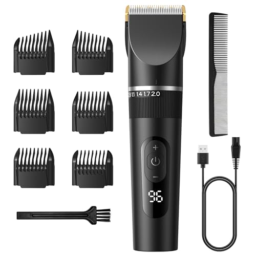 バリカン 2025新登場 USB充電式 ヘアーカッター 電動バリカンメンズ 5段階刈り高さ調節 3段階スピード LEDディスプレイ 大容量バッテリー 自動研磨 6種類ガイドコーム 低騒音 IPX7防水 コードレス 子供 家庭用 散髪用 業務用 セルフカット 坊主 ツーブロック 軽量 1枚目 画像