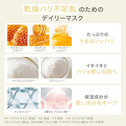 ByUR バイユア フェイスパック シートマスク フェイスマスク 大容量タイプ 30枚 毛穴 保湿 乾燥肌 弾力 デイリー アクアセラムマスク (プランプハニー) 中間 画像