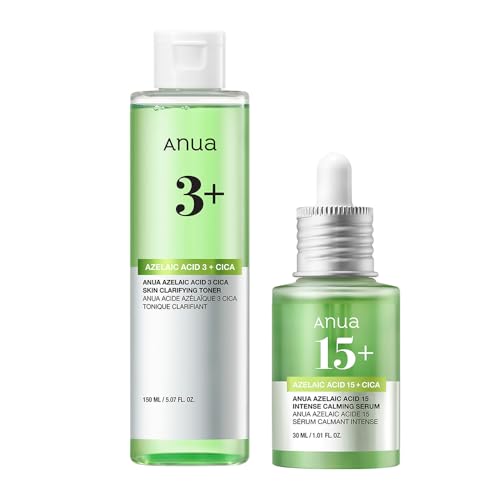 ANUA(アヌア)アゼライン酸3CICAスキンクリアトナー150ml+アゼライン酸15インテンスカーミングセラム30ml 2STEPセット (化粧水+美容液) cica 皮脂 角質 毛穴ケア スージング azelaic acid toner + serum 混合肌 オイリー肌 ゆらぎ肌 スキンケア 【公式・正規品】 1枚目 画像