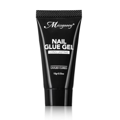 Missgooey ネイルチップ接着剤 つけ爪接着剤 ネイルチップグミ 粘土ジェル クリア ジェルネイル 手で押さえ不要 多機能 強力 UV/LED対応 初心者＆プロ適用 15g 画像1