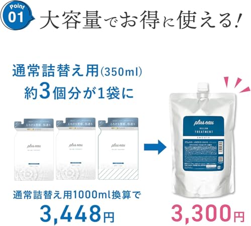 plus eau プリュスオー メロウ トリートメント 詰め替え 大容量 1000ml 中間 画像