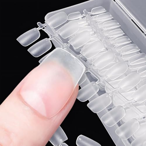 COLORBIRD ネイルチップ 超薄 ショート クリア サンディング 自然なフィット感 つけ爪 (スクエアS, 300pcs) 画像1