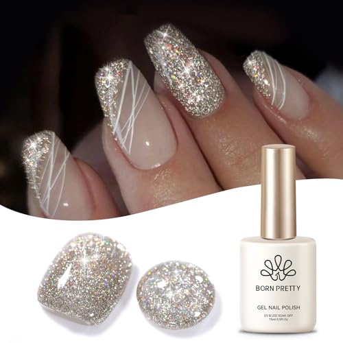 BORN PRETTY ジェルネイル ラメ フラッシュネイル ジェル キラキラ フラッシュグリッター カラージェル セルフネイル ラメ入りジェル UV-LED対応 15ml シャンパンゴールド 画像1