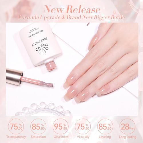 BORN PRETTY ジェルネイル カラー 透き通る透明感 シアーカラー 単色 15ml UV/LED対応 初心者＆プロ適用 ポリッシュタイプ（Milky Jelly 05） 中間 画像