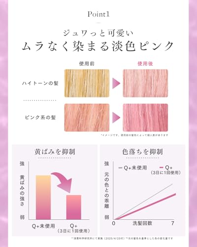 【淡色ピンクチャージ】Q+ クオリタス カラーシャンプー 赤 ピンクシャンプー アミノ酸シャンプー ダメージケア W補修 セミパーマネント カラーケア 300ml 中間 画像