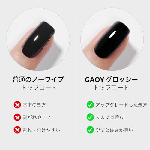 GAOY ジェルネイル トップコート ノンワイプタイプ 拭き取り不要 トップジェル 大容量 16ml セルフネイル UV・LED対応 中間 画像