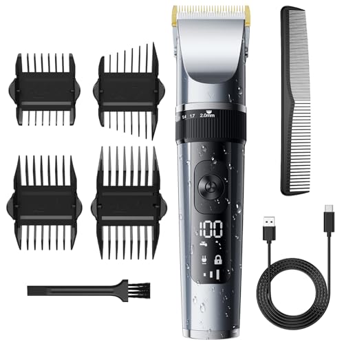 【2025革新モデル】 バリカン メンズ 防水 コードレス usb-c 充電式 静音 防水 電動バリカン 最長240H稼働 3段階スピード 5段階刈り高さ 8種類ガイドコーム 散髪用 スキカット セルフカット 坊主 交流式 ダイヤル式 水洗い可能 タイプc ツーブロック ヘアカッター LED大型ディスプレイ コードレス 自動研磨 大容量バッテリー 安全ロック付き 軽量 持ちやすい 坊主用 子供 家庭用 日本語説明書 画像1