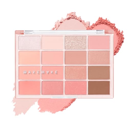 wakemake(ウェイクメイク) ソフトブラーリングアイパレット08 キャンディーコーラルブラーリング べスコス受賞 16色 マット ラメ グリッター 韓国コスメ 日常 アイシャドウパレット アイシャドウ 自然な発色 初心者向け 画像1