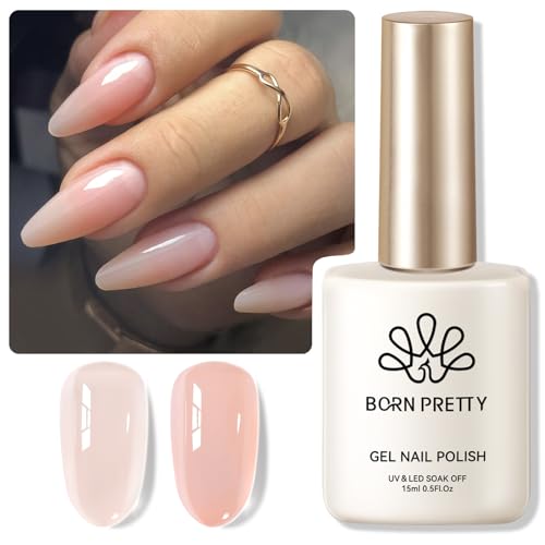 BORN PRETTY ジェルネイル カラー 透き通る透明感 シアーカラー 単色 15ml UV/LED対応 初心者＆プロ適用 ポリッシュタイプ（Milky Jelly 05） 画像1