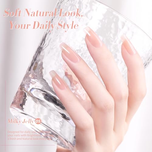 BORN PRETTY ジェルネイル カラー 透き通る透明感 シアーカラー 単色 15ml UV/LED対応 初心者＆プロ適用 ポリッシュタイプ（Milky Jelly 05） 最後 画像