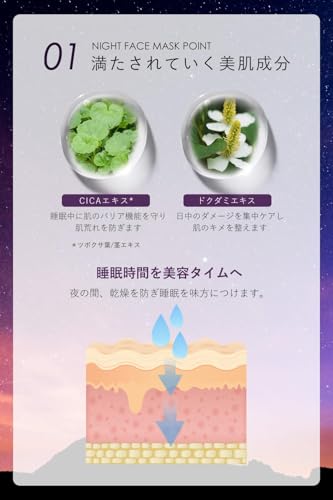 【日中のダメージに集中ケア】オルナ オーガニック フェイスパック フェイスマスク [ 植物アロマの香り ] 無添加 パック 顔用 贅沢時間 毛穴 ケア オーガニックコットン使用 保湿 (夜用・シカ) 大容量 30枚入り 中間 画像
