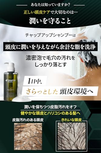 チャップアップ (CHAPUP)【毛髪診断士(R)と共同開発】 濃密泡 スカルプシャンプー メンズ ノンシリコン オーガニック アミノ酸シャンプー スカルプ ケア 毛穴洗浄 頭皮マッサージ アミノ酸 系 300mL×1本 中間 画像