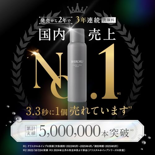 SHIRORU (シロル) クリスタルホイップ ブラック『炭×炭酸で毛穴汚れごっそり吸着』(洗顔 泡 洗顔フォーム 炭酸洗顔 泡洗顔) （120g× 1本） 最後 画像