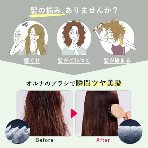 【とかすたび美髪を育てる】 オルナ オーガニック ヘアブラシ 豚毛 レディース ツヤ髪 プレゼント 女性 中間 画像