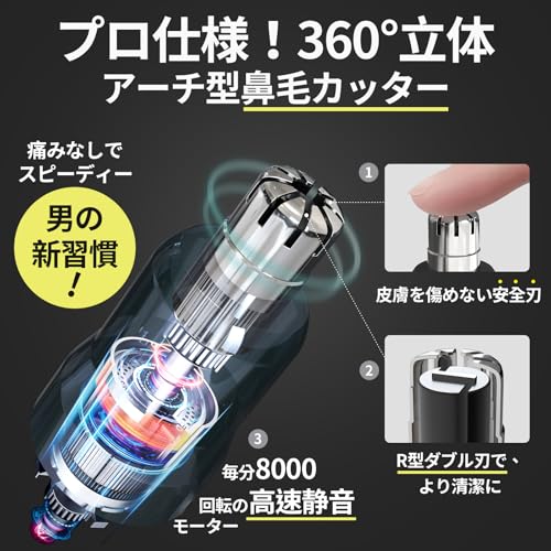 Kynor 鼻毛カッター 眉毛シェーバー 耳毛カッター 電動シェーバー【2025年新モデル・1台6役/Type-C充電式/防水/低騒音】鼻毛・眉毛・耳毛・ヒゲ用・体毛ケア・VIOケア対応 メンズ レディース 小型 旅行用 携帯便利 日本語説明書付き 中間 画像