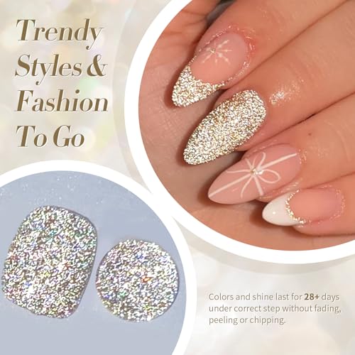 BORN PRETTY ジェルネイル ラメ フラッシュネイル ジェル キラキラ フラッシュグリッター カラージェル セルフネイル ラメ入りジェル UV-LED対応 15ml シャンパンゴールド 中間 画像