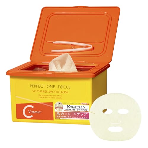 パーフェクトワン フォーカスス(PERFECT ONE FOCUS) VCチャージ スムースマスク アゼライン酸 ビタミン 保湿 透明感 水分 毛穴 乾燥 シートマスク フェイスパック 日本製 シトラスの香り (スムースマスク 大容量(30枚入り))の外観・全体像 画像