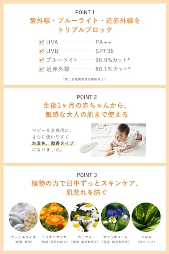 【公式】【日本開発商品】 WELEDA(ヴェレダ) エーデルワイス UVプロテクトミルク 50mL SPF38 PA++ 日焼け止め 全身用 無着色 ノンケミカル 赤ちゃん 敏感肌 スキンケア 天然由来成分 オーガニックの特徴・詳細 画像