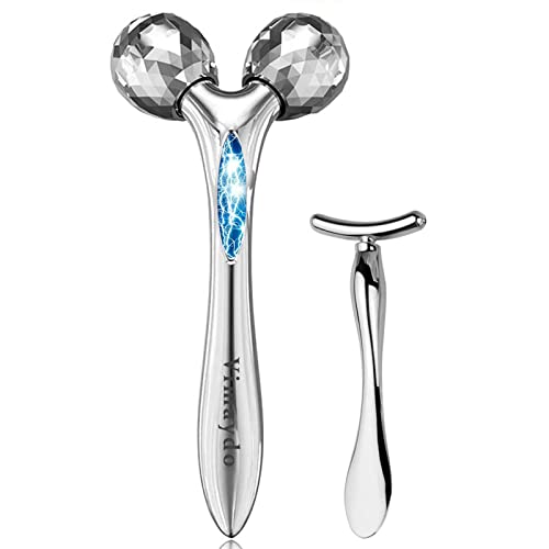 Vimaydo 美顔ローラー Y字型美容ローラー マッサージローラー 小顔ローラー フェイス＆ボディー用 美顔器 3D 充電不要 防水 マイクロカレント 微弱電流 美顔器 男女兼用 (ギフトT字型の目元エステ) 2個アソート 1