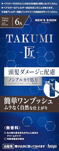 【 白髪染め メンズ 】メンズビゲン TAKUMI 6Aアッシュブラウン 頭髪ダメージに配慮 匠 (タクミ) メンズビゲンTAKUMI hoyu ホーユー men's bigen(医薬部外品)の外観・全体像 画像