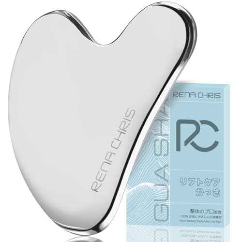 カッサ かっさプレート 頭皮マッサージ 顔 ボディ用 耐久性の高いメタル製 小顔 美顔 スキンケア 自宅エステ 上質なギフト ステンレス鋼 Rena Chris シルバー 1