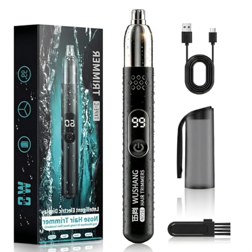 【小型・1台3役・LCD電量表示】鼻毛カッター メンズ レディース エチケットカッター はな毛カッター USB充電式 はなげカッター 耳げカッター 眉 耳 鼻毛切り 水洗い可能 男女兼用 おしゃれ 持ち運び便利 プレゼント 日本語説明書付き(ブラック) 1