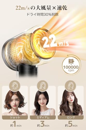 ドライヤー【2026年進化モデル】大風量 速乾 超軽量 折り畳み式 携帯ドライヤー マイナスイオン 3段階風量 小型 ノズル付き 過熱防止機能あり 家庭用/サロン用/旅行用 PSE認証済み (Dark Gray)の特徴・詳細 画像