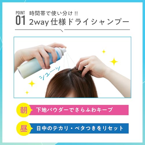 plus eau プリュスオー 2wayドライシャンプー 40g スプレータイプ 簡単さらふわリセット ベタつき予防の特徴・詳細 画像