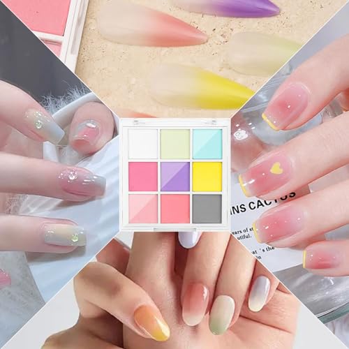 ミラーパウダー 固形 ネイルパウダー 9色 パレット ミラーネイル パウダー ネイルアート レジン ジェルネイル メタリックネイルパウダー チップ付き (A)の特徴・詳細 画像
