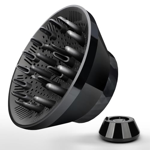 Jemwin ディフューザー 折りたたみ ドライヤーアタッチメント 42-80mm対応 広口 ブラック パーマ くせ毛 ナチュラルドライ 旅行用 コンパクト 収納便利 サロン品質 (折り畳まれた/黒) 1