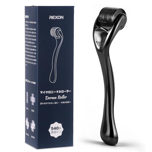 REXON マイクロニードルローラー（一般医療機器）毛穴ケア・ハリ・たるみ・目元ケア・リフトアップフェイス＆頭皮対応｜美容・育毛ケア｜ブラックタイプ (0.5mm) 1