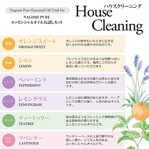 アロマオイル エッセンシャルオイル お試しセット(初心者セット)5mlx6本 アロマ 天然 精油 NAGOMI AROMAナゴミアロマ 【AEAJ表示基準適合認定精油】 オレンジスイート レモン ペパーミント レモングラス ティートゥリー 真正ラベンダーの詳細・まとめ 画像