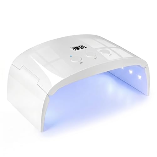 HIVABUTY UVライト レジン用 ジェルネイル ライト LED 硬化ライト ネイルドライヤー 二重光源（365-405nm) 折りたたみ 時間設定可能HD LCDディスプレイ 1