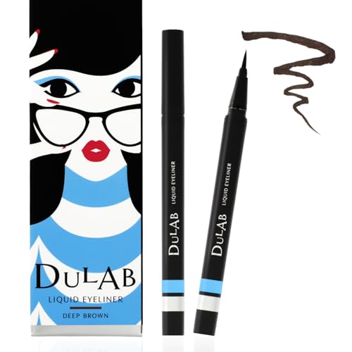 DULAB (デュラボ) 眉美師 監修 リキッド アイライナー 落ちない コスメ 消えない 描きやすい ウォータープルーフ 筆タイプ アートメイク 美容成分配合 長持ち 持続 (ディープブラウン) 1