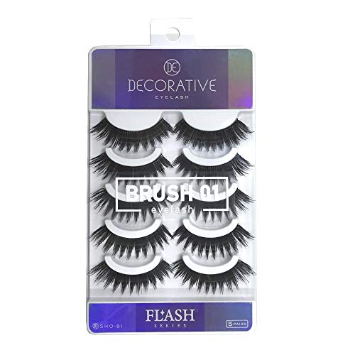 DECORATIVE EYES(デコラティブアイズ) DECORATIVE EYELASH デコラティブアイラッシュ つけまつげ 上まつげ用 FLASHシリーズ BRUSH ブラッシュ01 SE49064 5ペア (x 1)の外観・全体像 画像