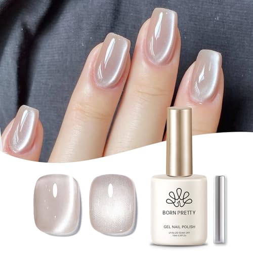 BORN PRETTY マグネットネイル 15ml 磁気 ジェルネイル ガラス玉 猫の目 マニキュア 月光のように 透明 ジェルネイル クリアジェル UV/LED対応（ヌードカラー） 1