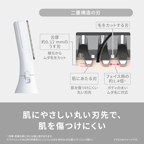 パナソニック ボディシェーバー フェリエ ボディフェリエ 【Amazon.co.jp限定】 防水機能付 ドライ剃り パワフルモーター グレー調 乾電池式 ES-NWRG2-Hの特徴・詳細 画像