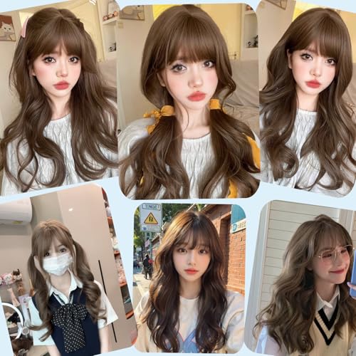 Vigorous ウィッグ ロング 巻き髪 茶髪 カール ブラウン 長 かつら ゼミロング ミディアム フルウィッグ カツラ wig 女性 レディーズ ぱっつん 自然 医療用 ロリィタ 女装 コスプレ amazonの特徴・詳細 画像
