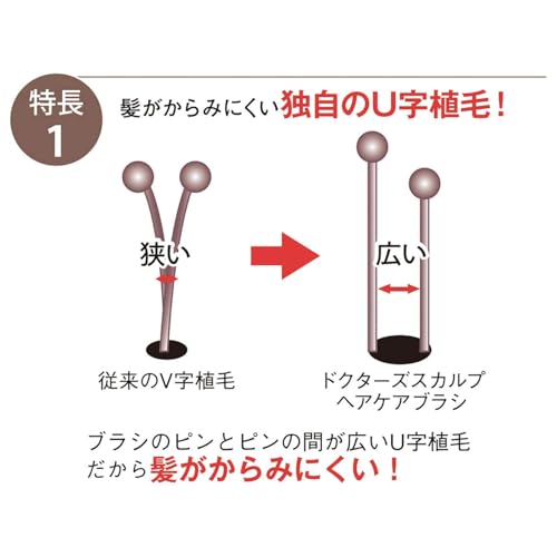 貝印 KAI 【髪の毛が絡まりにくい】 ヘアブラシ ドクターズ スカルプケア ヘアケアブラシ ショート 頭皮マッサージ シャンプーブラシ 頭皮ケア KQ1602の特徴・詳細 画像
