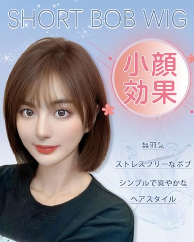 Sofeiyan ウィッグ ボブ ショート ストレート ウィッグ 普段使い フルウィッグ かつら 自然 小顔 レディース 女性 女装 耐熱 wig ウィッグネット付 (チョコレート・ブラウン)の詳細・まとめ 画像