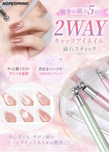 HopeSpring ネイル マグネット 強力磁石 【両端マグネット式 2つボール付き】 ジェルネイル キャッツアイ マグネットネイル 3in1 初心者でも成功率アップ セルフネイル ネイルアートツール 金属製 2つボール付き サロン スタジオ 家庭用 シルバーの詳細・まとめ 画像