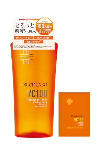 ドクターシーラボ (DR.CI:LABO) VC100 エッセンスローションEX V お試し付 (150mL / 1本 / 約1~1.5ヶ月分) ビタミンC 化粧水 (透明感/毛穴/キメ) キャップタイプ / VC100エマルジョンEX 1回分 セットの外観・全体像 画像